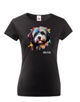 Dámské tričko s potiskem plemene Lhasa Apso s volitelným jménem