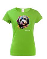 Dámské tričko s potiskem plemene Lhasa Apso s volitelným jménem