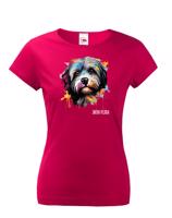 Dámské tričko s potiskem plemene Lhasa Apso s volitelným jménem