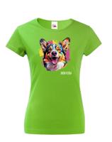 Dámské tričko s potiskem plemene Welsh Corgi Cardigan s volitelným jménem