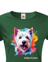 Dámské tričko s potiskem plemene West Highland White teriér s volitelným jménem
