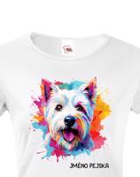 Dámské tričko s potiskem plemene West Highland White teriér s volitelným jménem