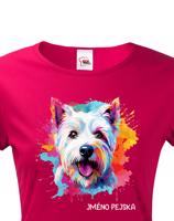 Dámské tričko s potiskem plemene West Highland White teriér s volitelným jménem