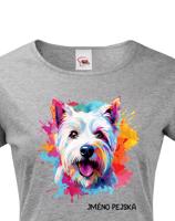 Dámské tričko s potiskem plemene West Highland White teriér s volitelným jménem
