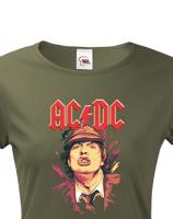 Dámské tričko s potiskem rockové kapely AC/DC - parádní tričko s kvalitním potiskem