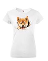 Dámské tričko s potiskem Šiba inu -  tričko pro milovníky psů