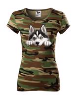 Dámské tričko s potiskem Sibírsky husky -  tričko pro milovníky psů