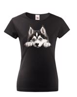 Dámské tričko s potiskem Sibírsky husky -  tričko pro milovníky psů