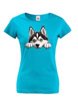 Dámské tričko s potiskem Sibírsky husky -  tričko pro milovníky psů
