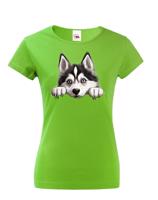 Dámské tričko s potiskem Sibírsky husky -  tričko pro milovníky psů