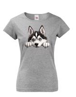 Dámské tričko s potiskem Sibírsky husky -  tričko pro milovníky psů