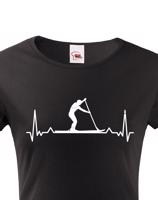 Dámské tričko s potiskem Tep - paddleboard - tričko s tepem postavy