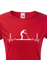 Dámské tričko s potiskem Tep - paddleboard - tričko s tepem postavy