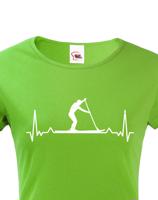 Dámské tričko s potiskem Tep - paddleboard - tričko s tepem postavy