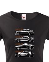 Dámské tričko s potiskem Toyota Supra History -  tričko pro milovníky aut