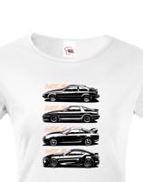 Dámské tričko s potiskem Toyota Supra History -  tričko pro milovníky aut