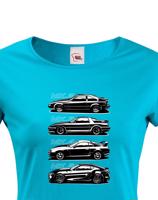 Dámské tričko s potiskem Toyota Supra History -  tričko pro milovníky aut