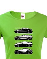 Dámské tričko s potiskem Toyota Supra History -  tričko pro milovníky aut