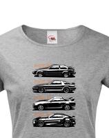 Dámské tričko s potiskem Toyota Supra History -  tričko pro milovníky aut
