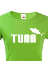Dámské tričko s potiskem Tuna - parodie značky Puma