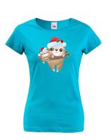 Dámské tričko s potiskem vánočního lenochoda - roztomilé vánoční tričko
