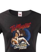 Dámské tričko s potiskem známého kytaristy a zpěváka Teda Nugenta  - parádní tričko s kvalitním potiskem