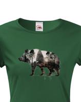 Dámské tričko s potiskem zvířat - Divočák