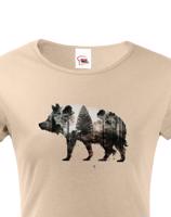 Dámské tričko s potiskem zvířat - Divočák