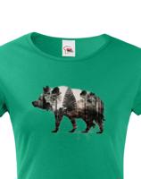 Dámské tričko s potiskem zvířat - Divočák