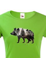 Dámské tričko s potiskem zvířat - Divočák