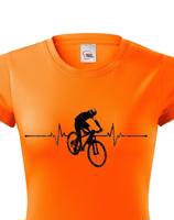 Dámské tričko s tepem cyklisty - pro nadšence MTB