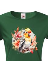 Dámské tričko s úžasným potiskem papouška kakadu- skvělý dárek na narozeniny