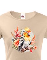 Dámské tričko s úžasným potiskem papouška kakadu- skvělý dárek na narozeniny