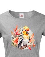 Dámské tričko s úžasným potiskem papouška kakadu- skvělý dárek na narozeniny