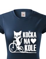 Dámské tričko s vtipným potiskem Cyklo kočka - dárek pro cyklistku