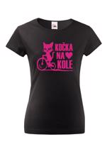 Dámské tričko s vtipným potiskem Cyklo kočka - dárek pro cyklistku