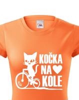Dámské tričko s vtipným potiskem Cyklo kočka - dárek pro cyklistku