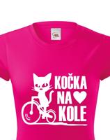 Dámské tričko s vtipným potiskem Cyklo kočka - dárek pro cyklistku
