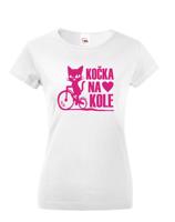 Dámské tričko s vtipným potiskem Cyklo kočka - dárek pro cyklistku
