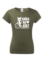 Dámské tričko s vtipným potiskem Cyklo kočka - dárek pro cyklistku