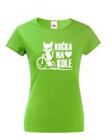 Dámské tričko s vtipným potiskem Cyklo kočka - dárek pro cyklistku