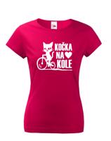 Dámské tričko s vtipným potiskem Cyklo kočka - dárek pro cyklistku