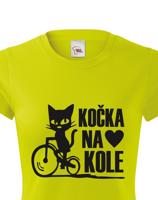Dámské tričko s vtipným potiskem Cyklo kočka - dárek pro cyklistku