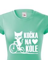 Dámské tričko s vtipným potiskem Cyklo kočka - dárek pro cyklistku