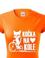 Dámské tričko s vtipným potiskem Cyklo kočka - dárek pro cyklistku