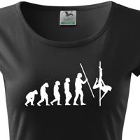 Dámské tričko s vtipným potiskem evoluce Pole dance