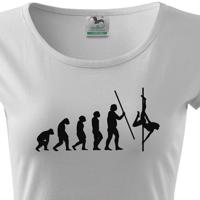 Dámské tričko s vtipným potiskem evoluce Pole dance