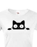 Dámské tričko s vykukující kočkou  - ideální dárek pro milovníky koček