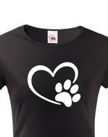 Dámské tričko se psí packou a srdíčkem - ideální dárek