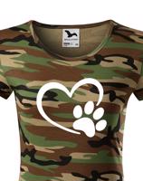 Dámské tričko se psí packou a srdíčkem - ideální dárek